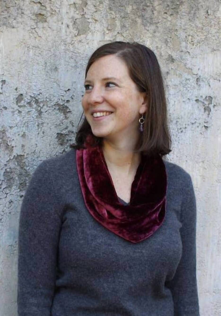 NEW DANA HERBERT silk velvet infinity scarf in wine red